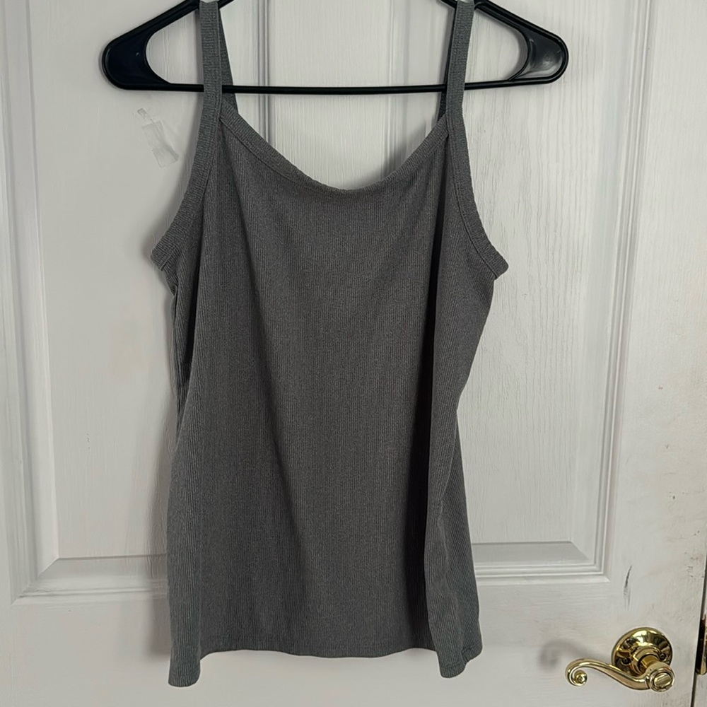 light gray thicker spaghetti-strap tank top